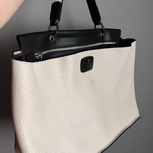 Gianni Chiarini satchel bag, white and black leather, made in Italy.